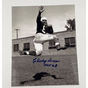 Football Legend Charley Trippi Signed Photo Black White 8X10 HOF Inscription
